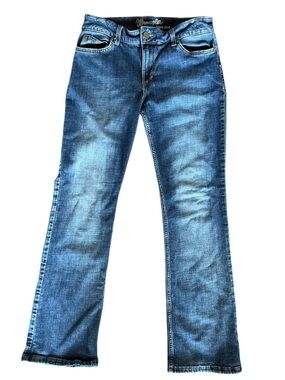 Wrangler Bootcut Jeans Womens 11x34 Medium Wash Stretch Mid Rise Western Denim
